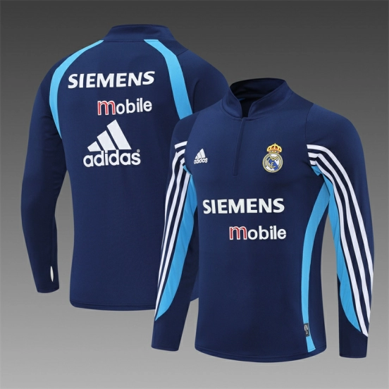 Retro 03/04 Real Madrid Royal Blue Half Zipper Jacket+Long Pants