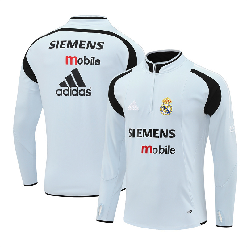 Retro 04/05 Real Madrid Light Grey Half Zipper Jacket