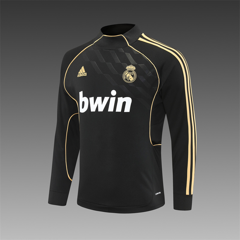 Retro 11/12 Real Madrid Black Half Zipper Jacket