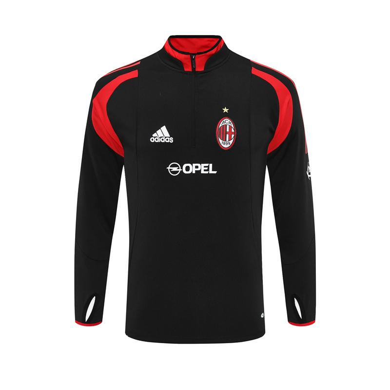 Retro 04/05 AC Milan Black Half Zipper Jacket+Long Pants