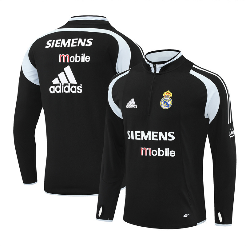 Retro 04/05 Real Madrid Black Half Zipper Jacket