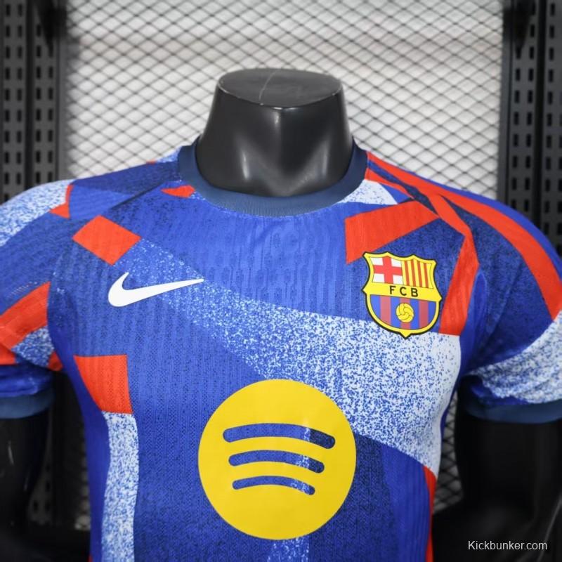 Player Version 25/26 FC Barcelona Blue with Abstract Geometric Pattern Jersey