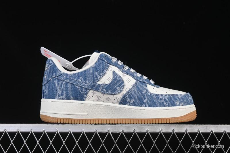 Nike Air Force 1'07 Low LV Collaboration White Denim Blue Casual Sneakers - YF9511-815