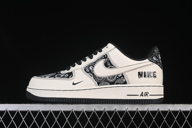 Nike Air Force 1'07 Low Cashew Flower Classic White Black Low-Top Casual Sneakers - ZD1988-005