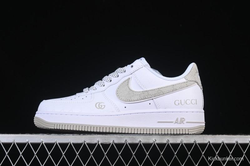 Nike Air Force 1 '07 Low Gucci Collaboration Light Gray Denim Glow-in-the-Dark Low-Top Casual Sneakers - XX3168-197