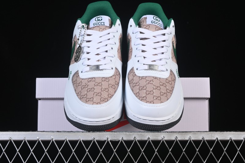Nike Air Force 1 '07 Low Gucci Collaboration Pattern Grass Green Casual Sneakers - AH8462-004