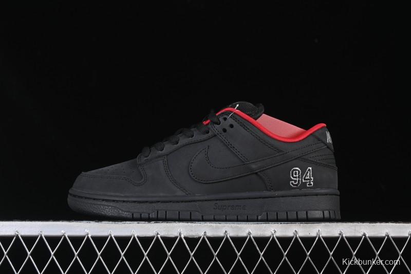 Nike Supreme x Nike SB Dunk Low Ocean Fog Limited Edition Black Warrior Low Top Casual Skate Shoes - HQ8487-001
