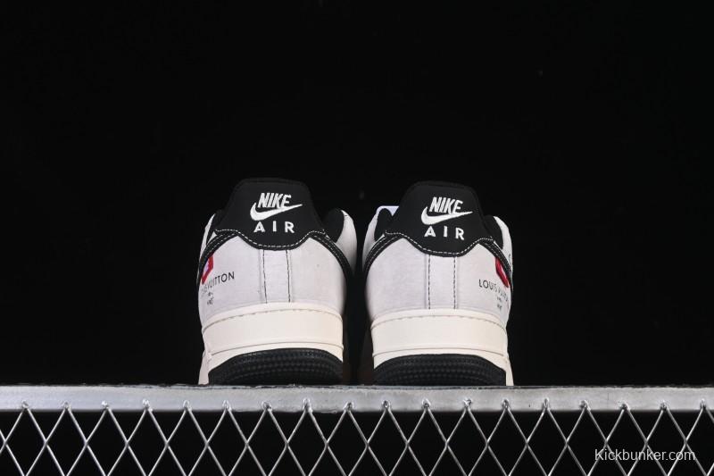 Nike Air Force 1 '07 Low LV Collaboration Black Swoosh Woven Label Casual Sneakers - CX5050-Y23