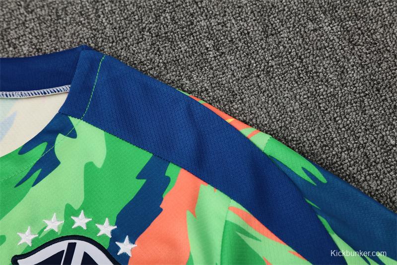 25/26 Brazil Blue Green Camouflage with XS Short Sleeve+Soccer Shorts