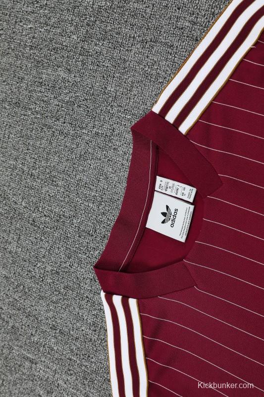 25/26 Arsenal Adidas Original Wine Short Sleeve Jersey+Shorts