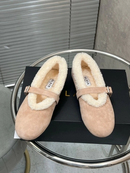 Alaia Fall/Winter 2025 Wool Mary Jane Ballet Flats - KFY00310