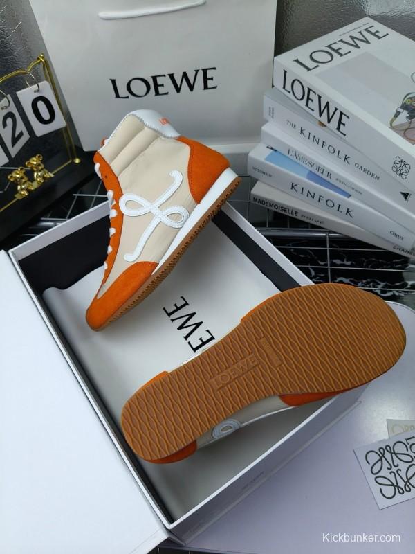 LOEWE High-Top German Training Sneakers Retro Fashion Casual White Shoes - LY00330