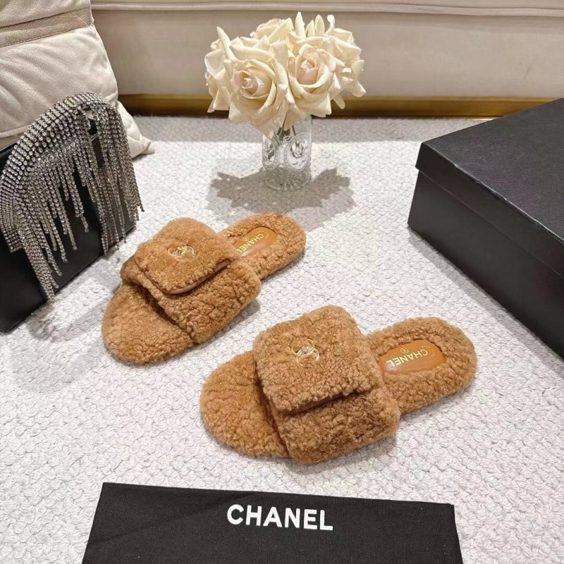 Chanel 2025/SS Slingback Lock Buckle Butterfly Fur Slippers - LY00250