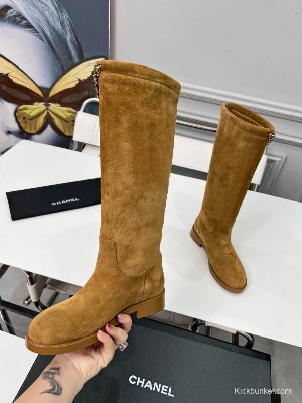 Chanel 2025/SS Quilted Leather Chain Four-Leaf Clover CC Flat Ankle Boots - LY00510