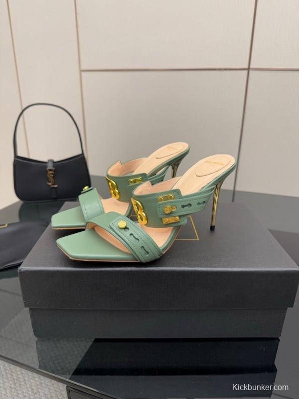 Balmain 2025 SS Metal Heel High Heel Sandals - KFY00320