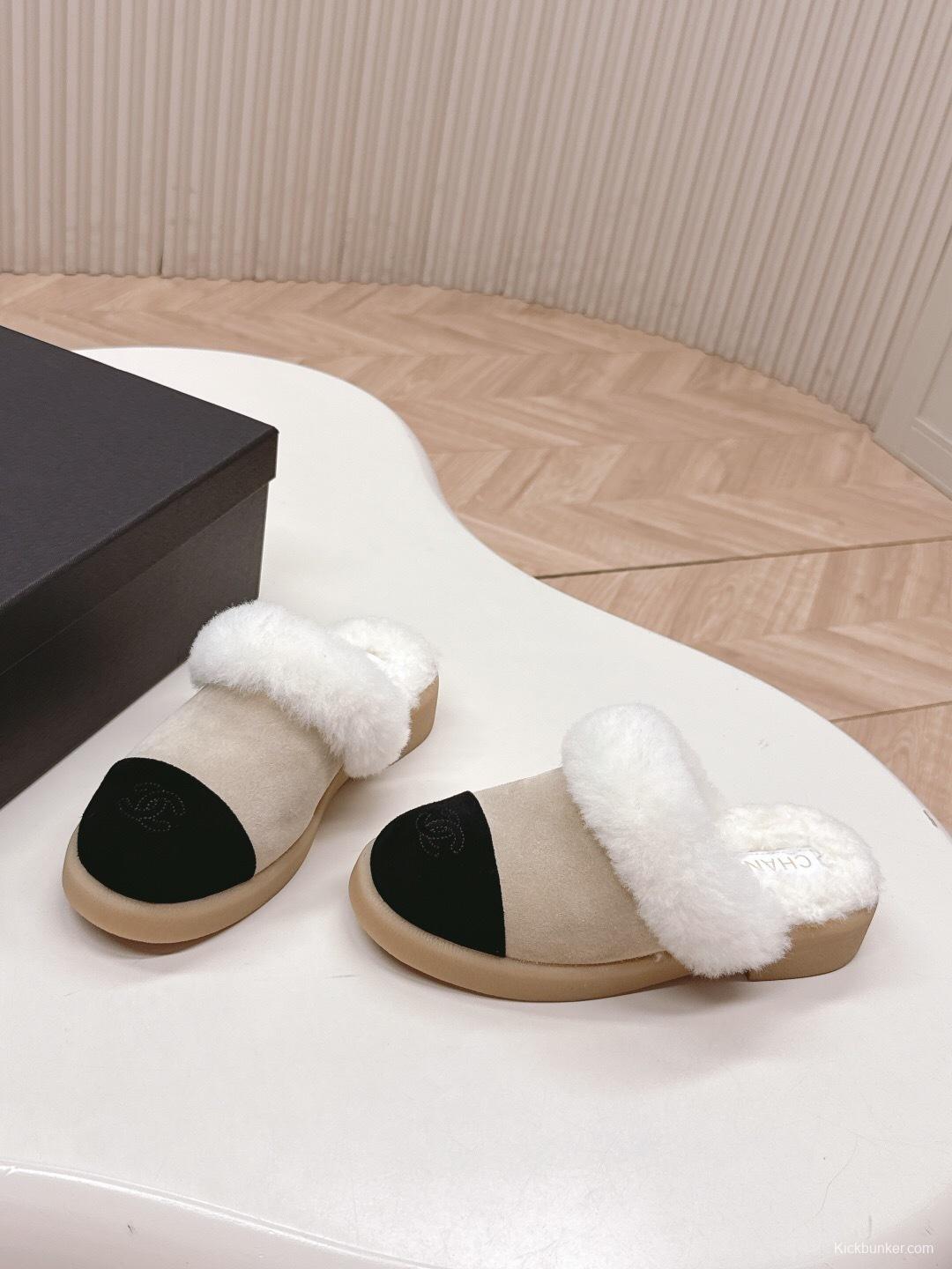 Chanel 2025/SS Fall Winter New Fur Slide Sandals Half-Drag - KFY00310