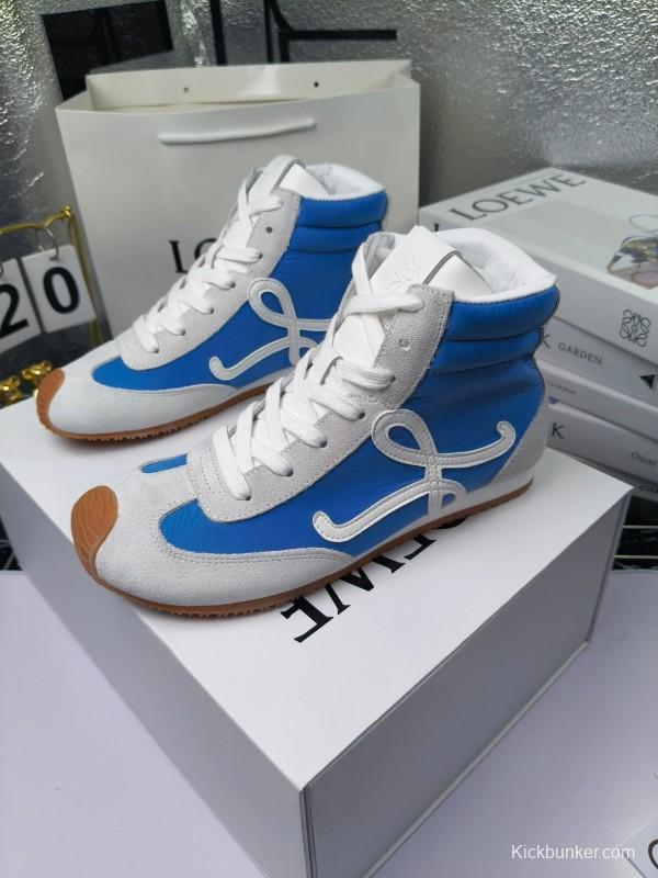 LOEWE High-Top German Training Sneakers Retro Fashion Casual White Shoes - LY00330