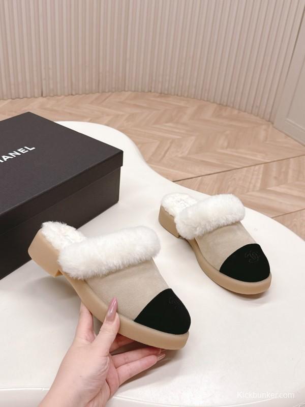 Chanel 2025/SS Fall Winter New Fur Slide Sandals Half-Drag - KFY00310