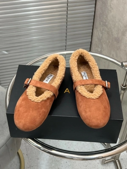 Alaia Fall/Winter 2025 Wool Mary Jane Ballet Flats - KFY00310