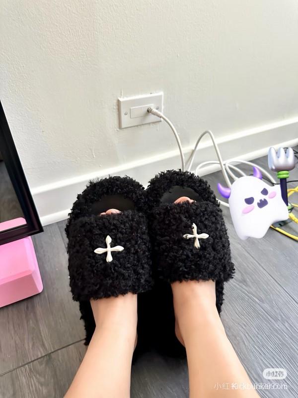 SMFK 2025/SS Fur Mule Sandals Latest Popular Cross Pattern - KFY00230