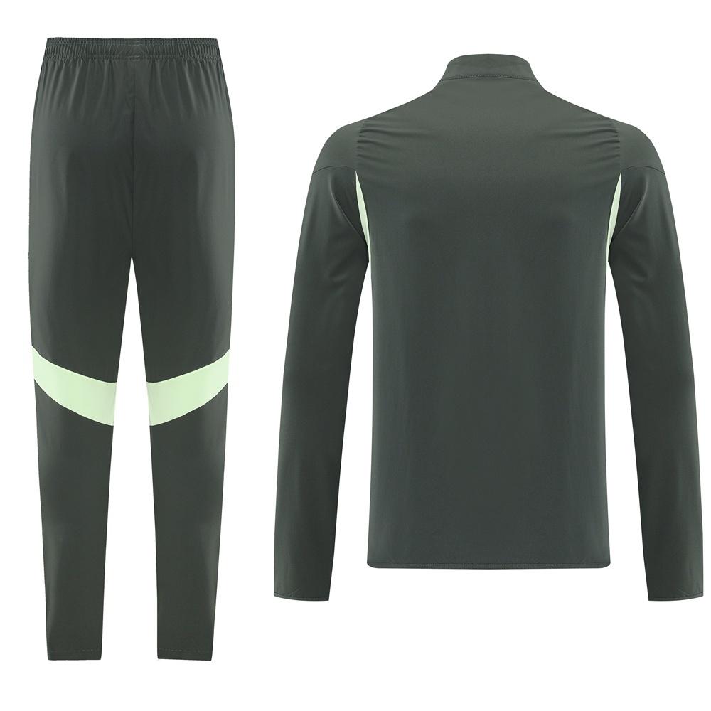 25/26 Real Madrid Dark Green Half Zipper Jacket+Long Pants S-3XL