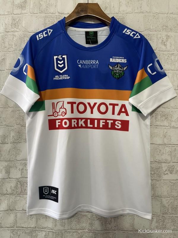 25/26 Canberra Raiders White with Blue, Green and Gold Stripes Jersey