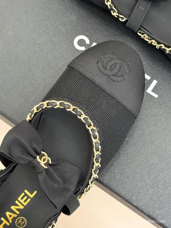 Chanel Spring Summer 2025 Hollow Chain Bow Mary Jane Shoes - KFY00290/KFY00300