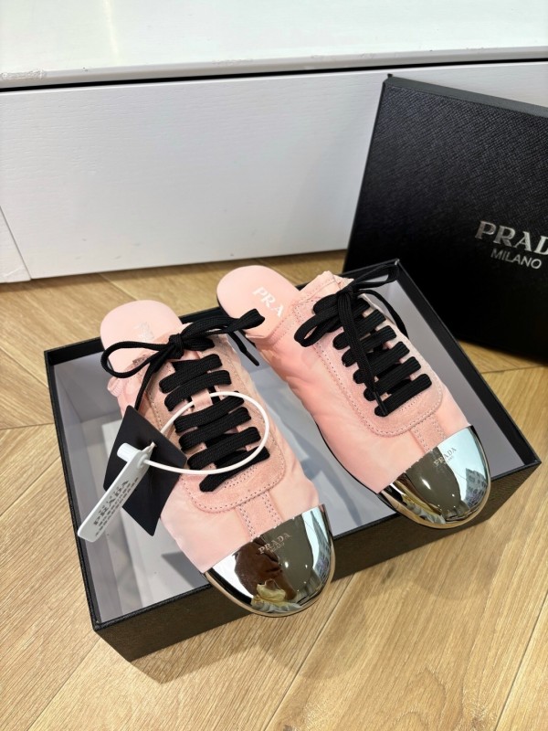Prada 2025 SS Metal Toe Thin Sole Trainer Casual Shoes - LY00270