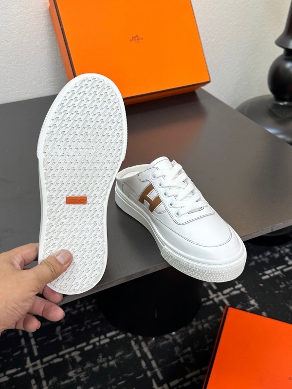 Hermes Deep Series Couple White Sneakers Casual Skate Shoes - AS00320