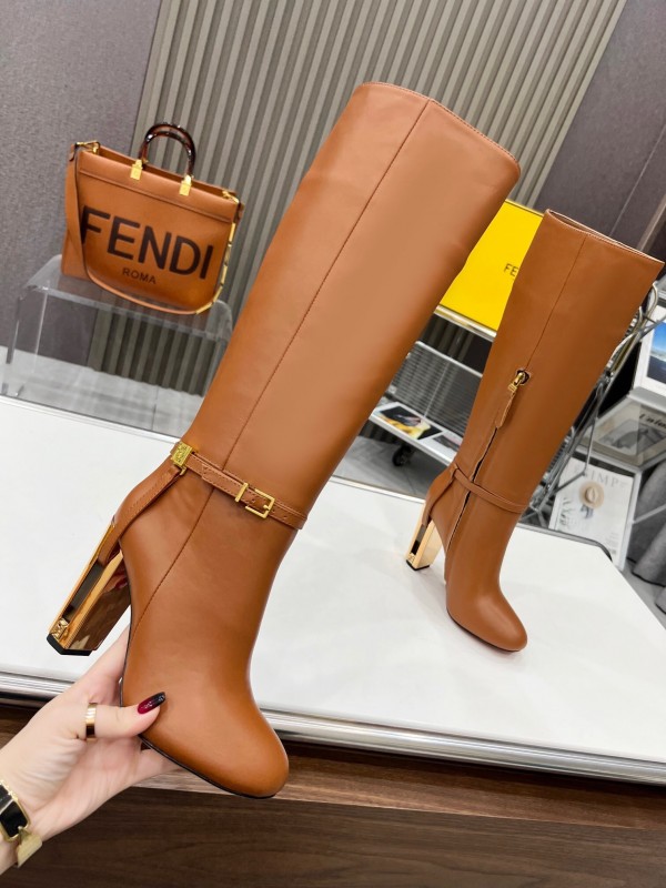 FENDI Delfina Round Toe Boots with FF Buckle - LY00520