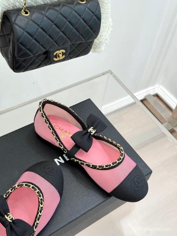 Chanel 2025 SS Hollow Chain Bow Mary Jane Shoes - KFY00290/KFY00300
