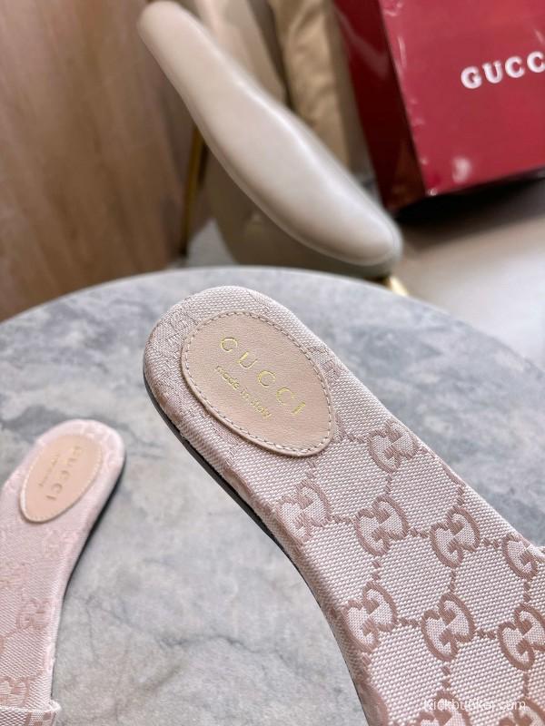 Gucci 2025/SS Leather Mule Sandals with Light Gold Hardware - LY00280