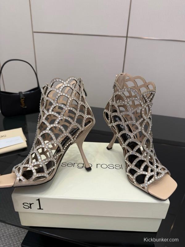 Sergio Rossi Mermaid Sandals 2025/SS Collection with Fishnet Design - KFY00470