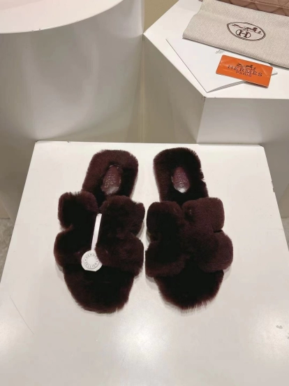 Hermès 2025 SS Love Flat Wool Slippers - LY00240