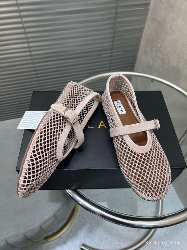 ALAIA 2025 Spring Summer Collection New Color Net Flat Sandals - KFY00270