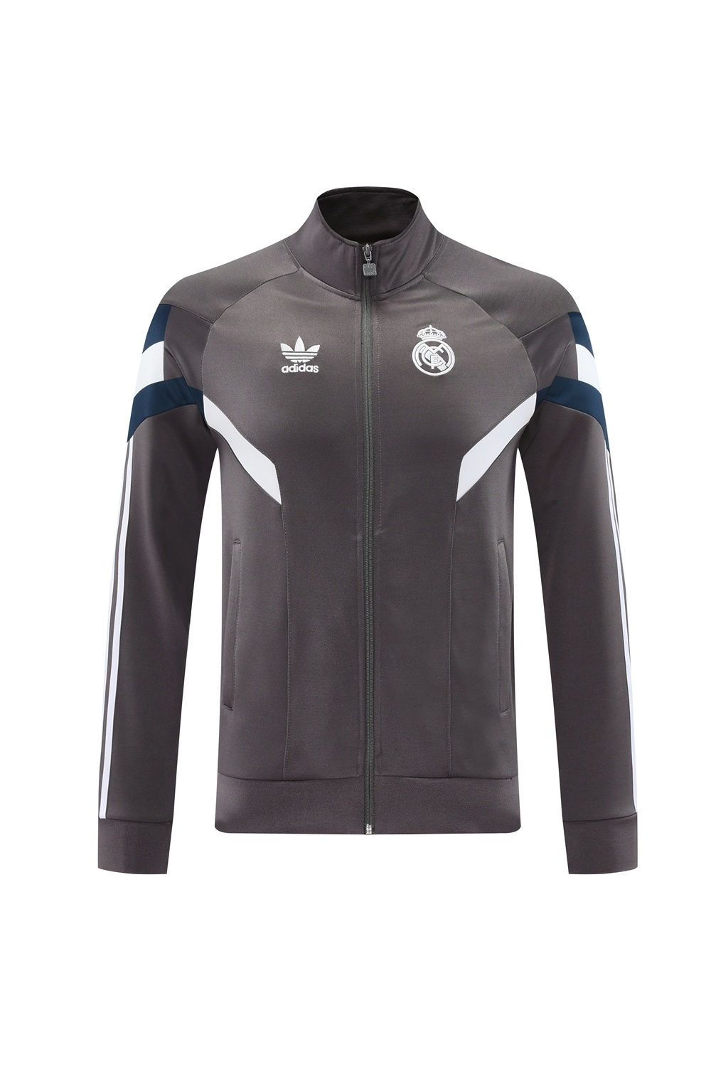 25/26 Real Madrid Light Grey Full Zipper Jacket+Long Pants