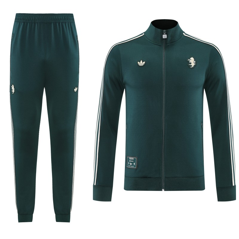 25/26  Juventus Retro Dark Green  Full zipper Jacket Tracksuit+ long pants