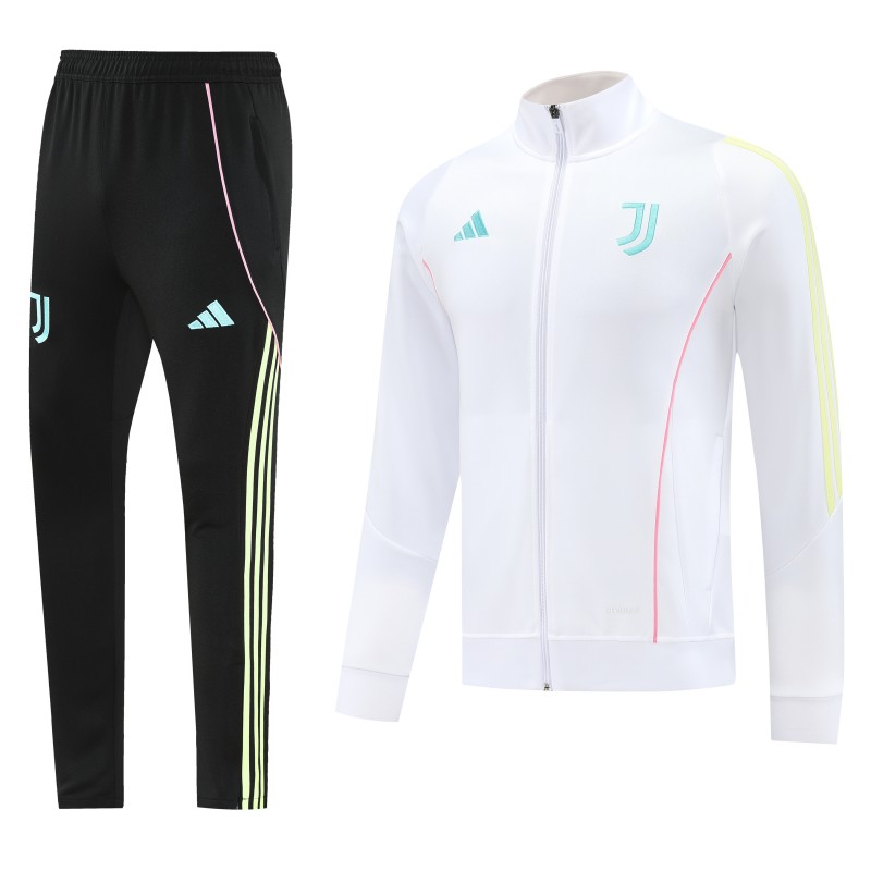 25/26  Juventus White  Full zipper Jacket Tracksuit+ long pants