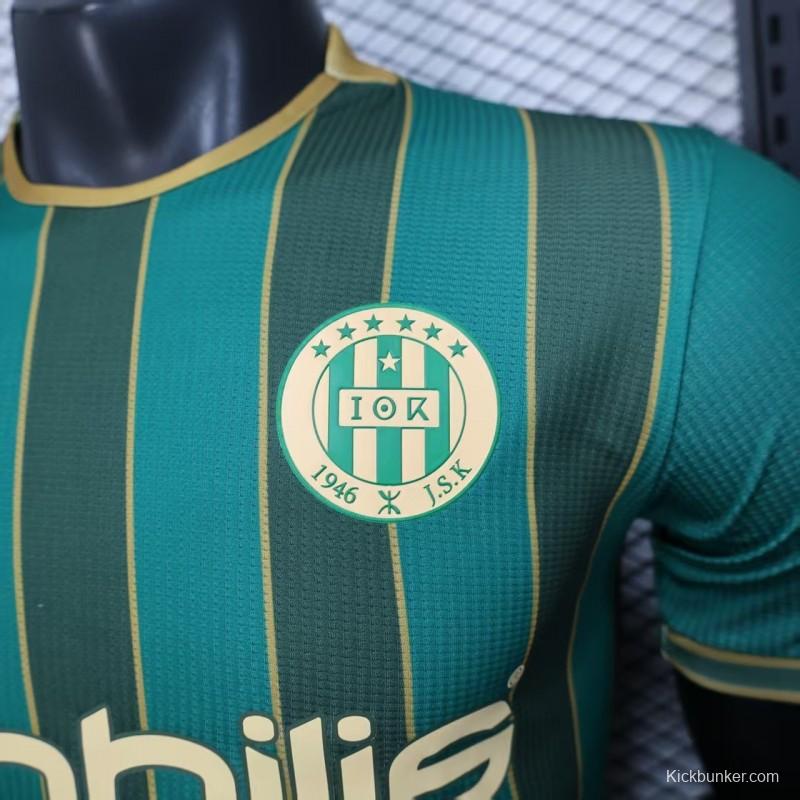 25/26 Player Version  JS Kabylie Home Green Yellow Vertical Stripes Jersey
