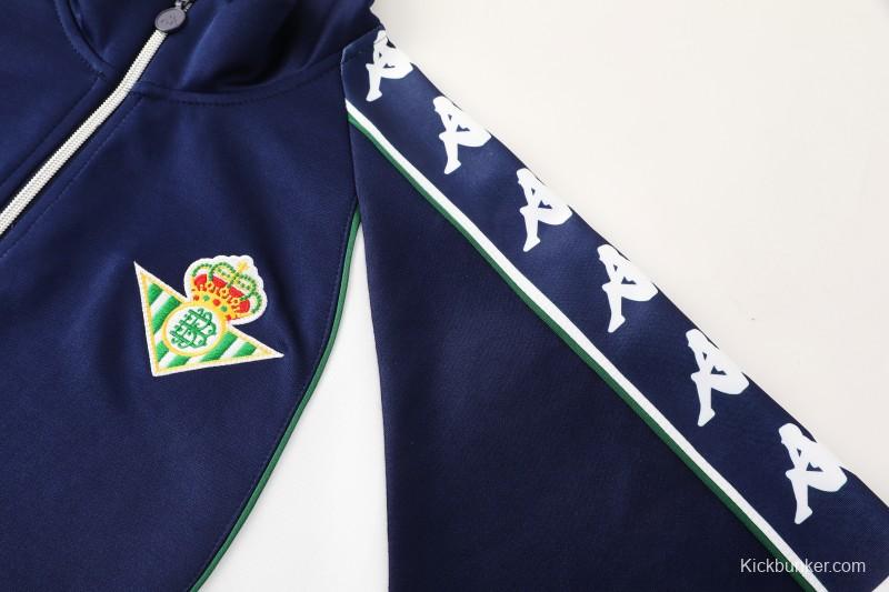 26/27 Real Betis x Kappa Navy Blue  Full Zipper Jacket Tracksuit + Long Pants