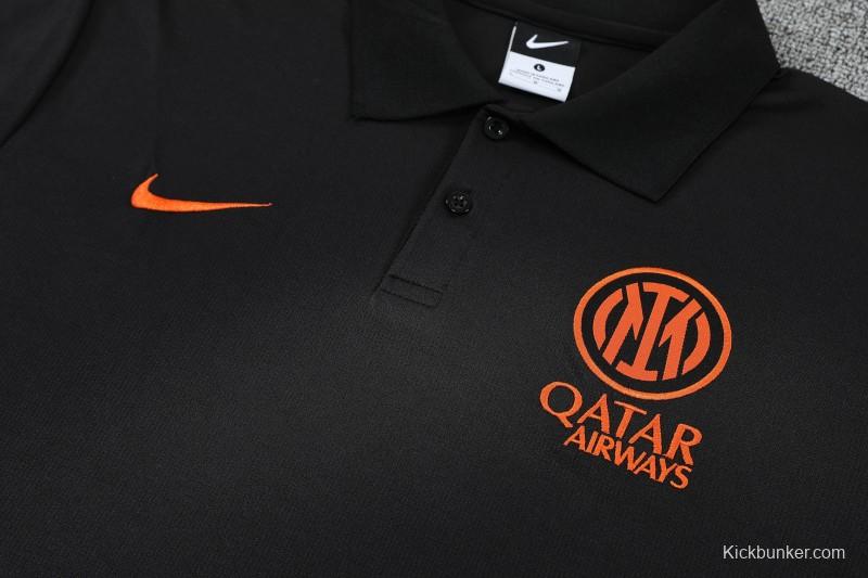 26/27 Inter Milan Black Polo Training Shirt + Long Pants Tracksuit