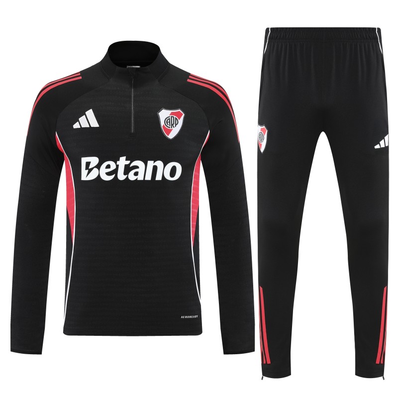 25/26 Riverbed Black Half Zipper Jacket Tracksuit + Long Pants