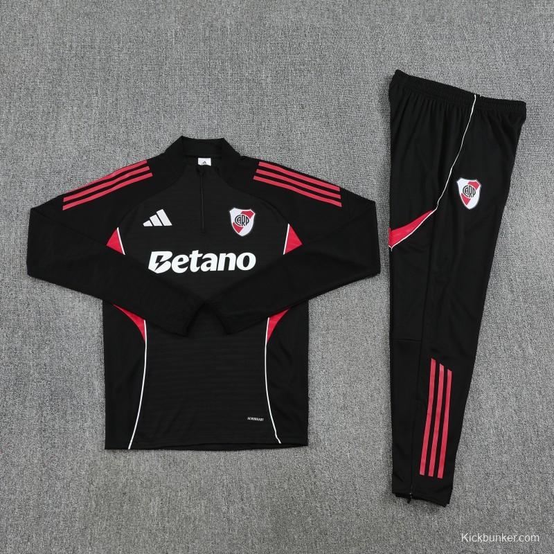 25/26 Riverbed Black Half Zipper Jacket Tracksuit + Long Pants