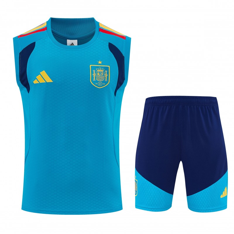 26/27 Spain Light Blue Sleeveless Training Vest +Soccer Shorts