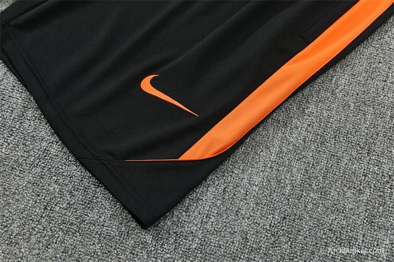 2026 Netherlands Black & Orange  Short Sleeve+Soccer Shorts