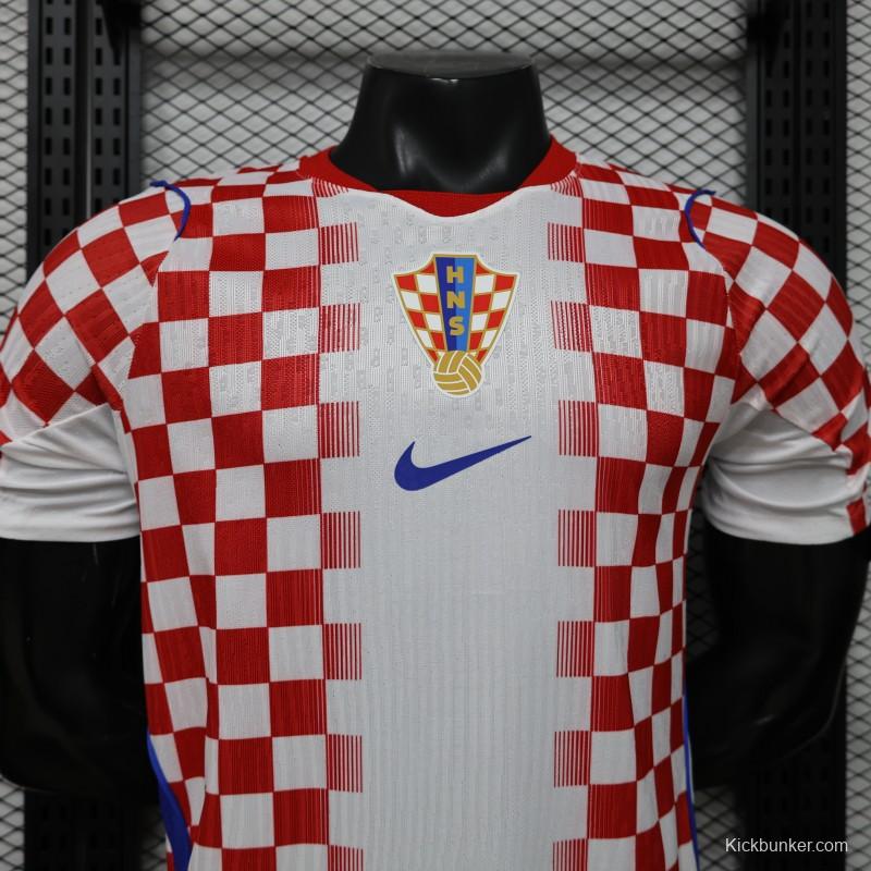 Player Version 2026 Croatia Home White & Red with Gradient Checkerboard Pattern Jersey