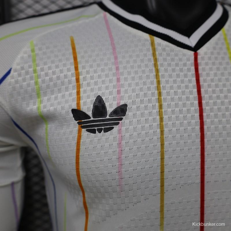 Player Version 2026 Japan Special Edition White with Rainbow  Pinstripe Long Sleeve Jersey