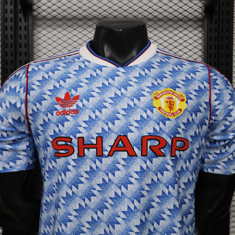 Player Version 26/27  Manchester United Away Blue Vintage Remake   Jersey