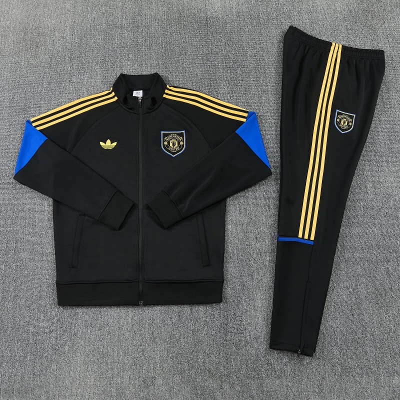 26/27 Manchester United Black & Blue Full Zipper Jacket Tracksuit + Long Pants