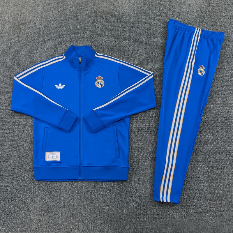 26/27 Real Madrid Blue Full Zipper Jacket Tracksuit + Long Pants